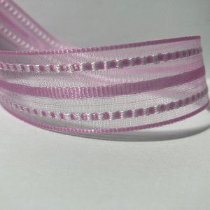 3 Sheer Pink Stripe Ribbon